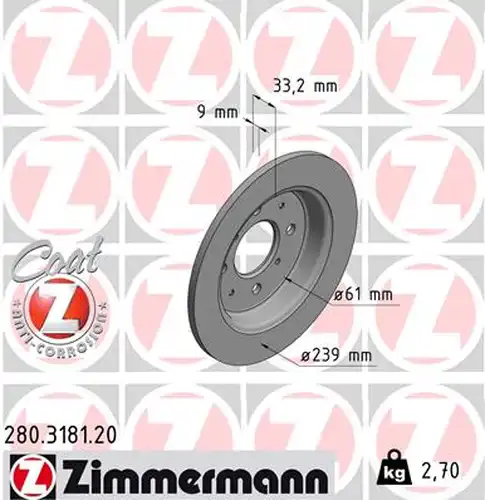 спирачен диск ZIMMERMANN 280.3181.20