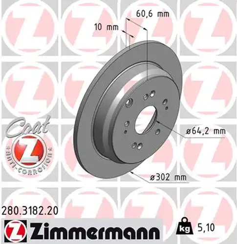 спирачен диск ZIMMERMANN 280.3182.20