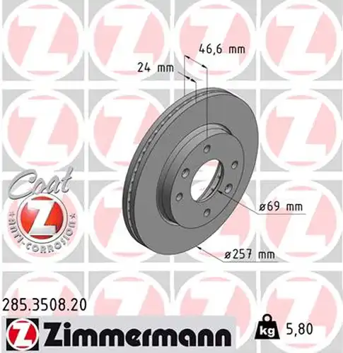 спирачен диск ZIMMERMANN 285.3508.20