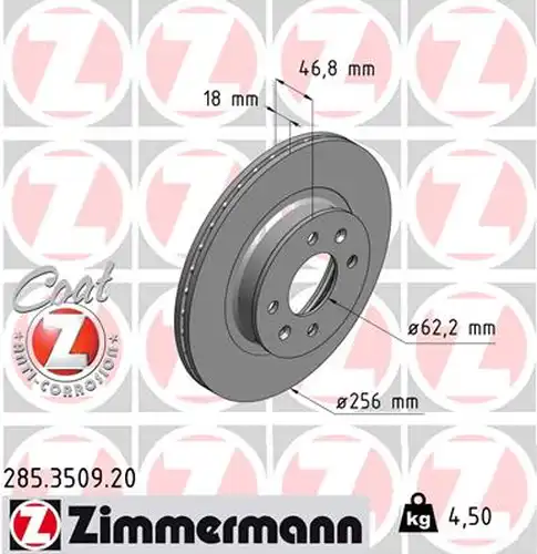 спирачен диск ZIMMERMANN 285.3509.20