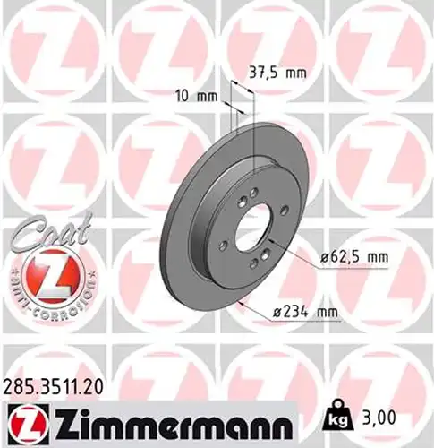 спирачен диск ZIMMERMANN 285.3511.20