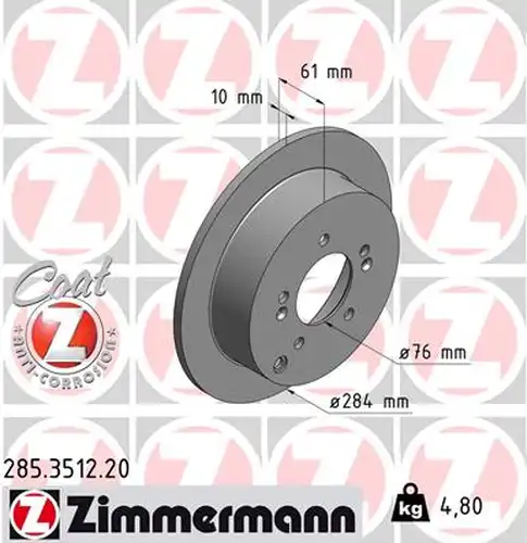 спирачен диск ZIMMERMANN 285.3512.20