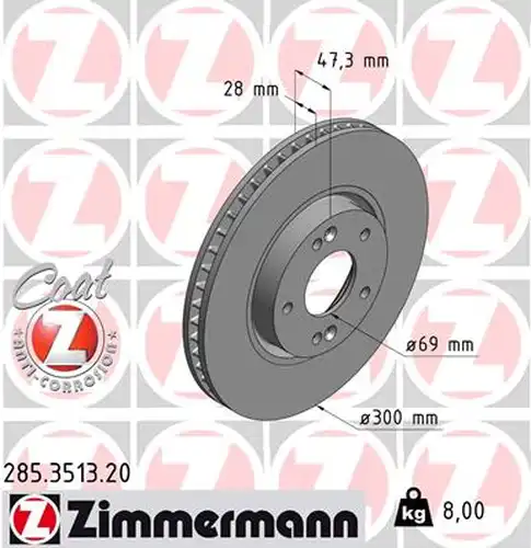 спирачен диск ZIMMERMANN 285.3513.20