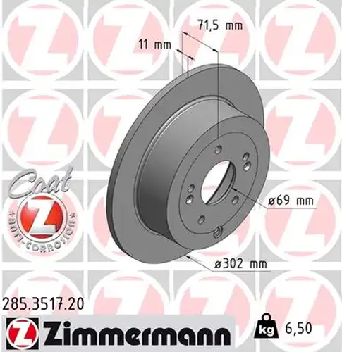 спирачен диск ZIMMERMANN 285.3517.20