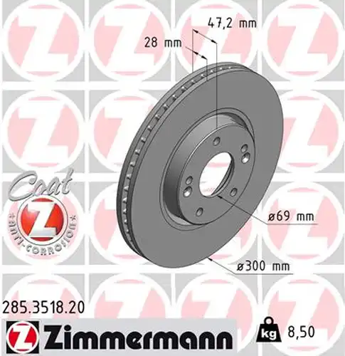 спирачен диск ZIMMERMANN 285.3518.20