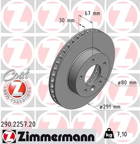 спирачен диск ZIMMERMANN 290.2257.20