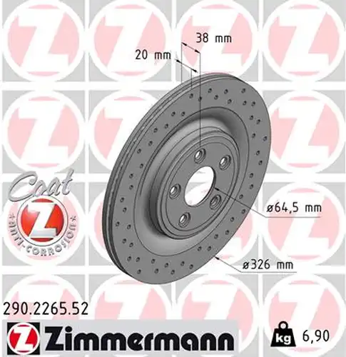 спирачен диск ZIMMERMANN 290.2265.52