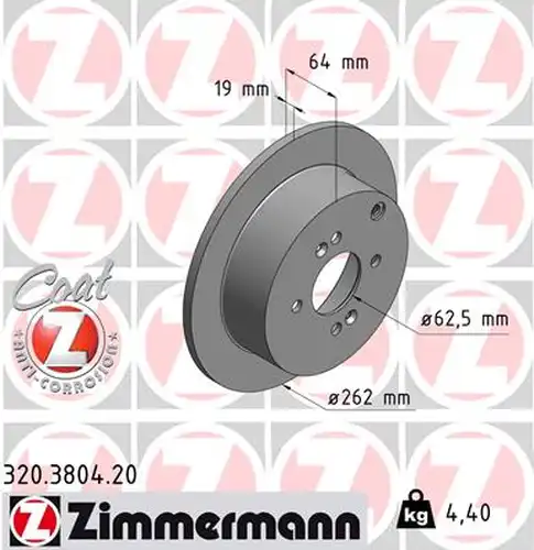 спирачен диск ZIMMERMANN 320.3804.20