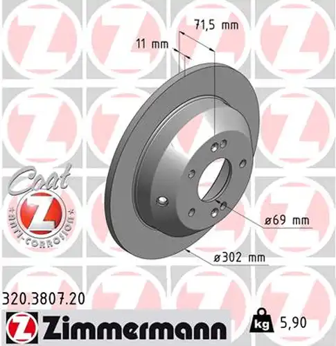 спирачен диск ZIMMERMANN 320.3807.20