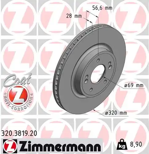 спирачен диск ZIMMERMANN 320.3819.20