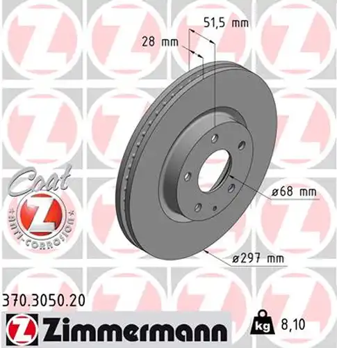 спирачен диск ZIMMERMANN 370.3050.20