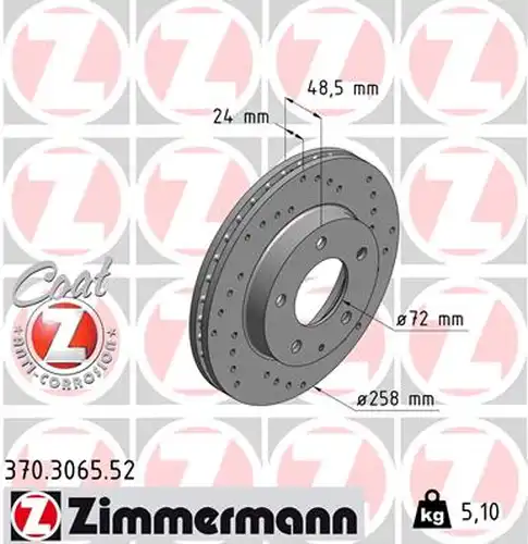 спирачен диск ZIMMERMANN 370.3065.52