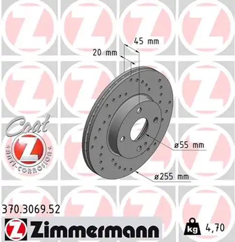 спирачен диск ZIMMERMANN 370.3069.52