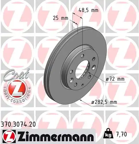 спирачен диск ZIMMERMANN 370.3074.20