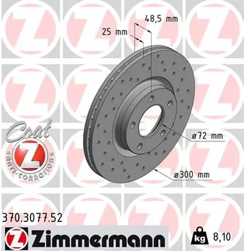 спирачен диск ZIMMERMANN 370.3077.52