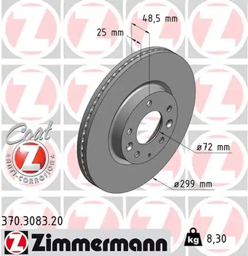 спирачен диск ZIMMERMANN 370.3083.20