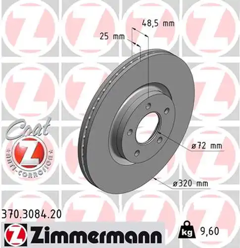 спирачен диск ZIMMERMANN 370.3084.20