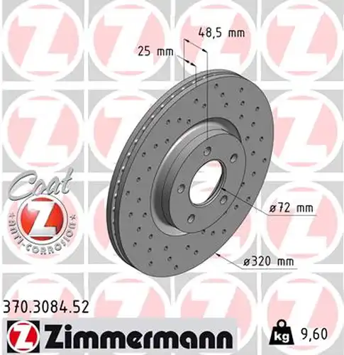 спирачен диск ZIMMERMANN 370.3084.52