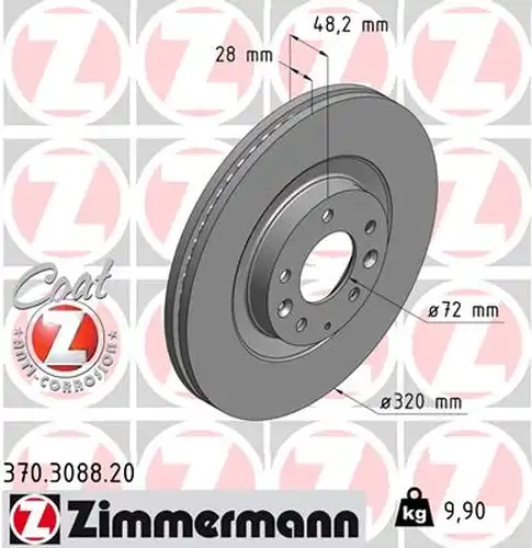 спирачен диск ZIMMERMANN 370.3088.20