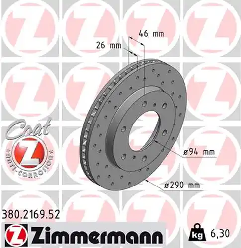 спирачен диск ZIMMERMANN 380.2169.52