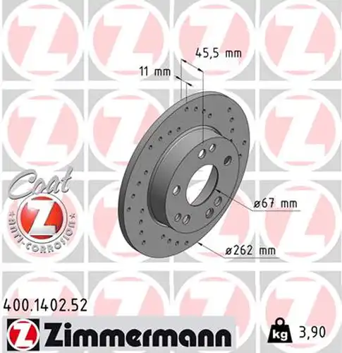 спирачен диск ZIMMERMANN 400.1402.52