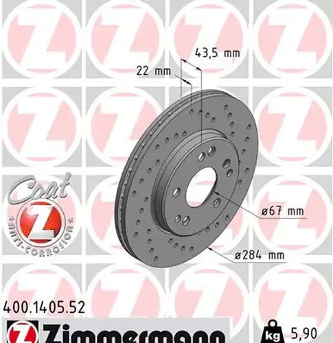 спирачен диск ZIMMERMANN 400.1405.52