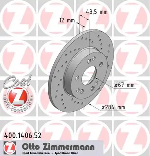 спирачен диск ZIMMERMANN 400.1406.52