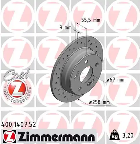 спирачен диск ZIMMERMANN 400.1407.52