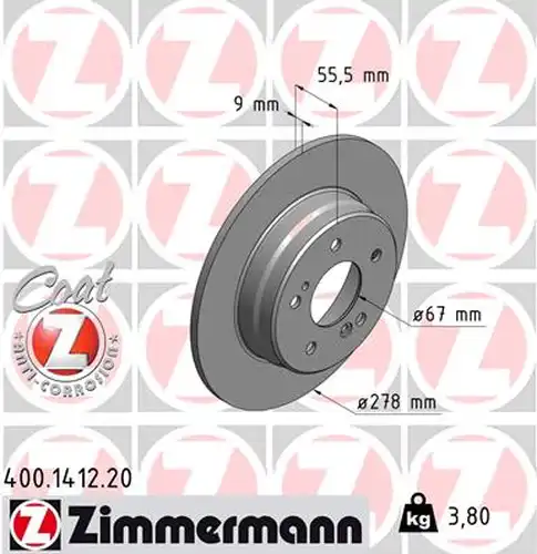 спирачен диск ZIMMERMANN 400.1412.20