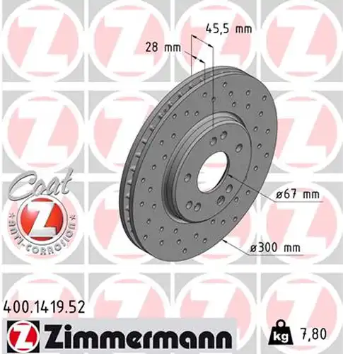 спирачен диск ZIMMERMANN 400.1419.52