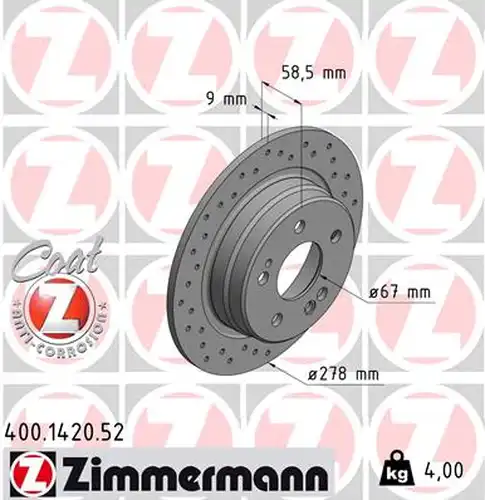 спирачен диск ZIMMERMANN 400.1420.52