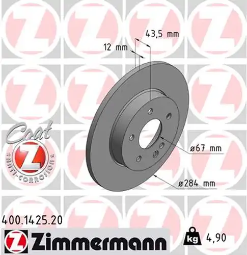 спирачен диск ZIMMERMANN 400.1425.20