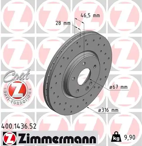 спирачен диск ZIMMERMANN 400.1436.52