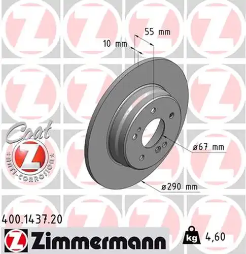 спирачен диск ZIMMERMANN 400.1437.20