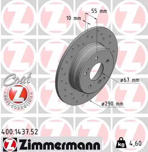 спирачен диск ZIMMERMANN 400.1437.52