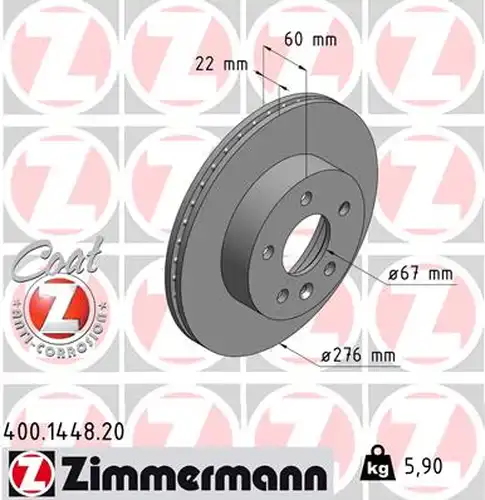 спирачен диск ZIMMERMANN 400.1448.20