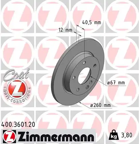 спирачен диск ZIMMERMANN 400.3601.20