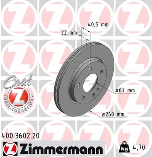 спирачен диск ZIMMERMANN 400.3602.20