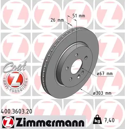 спирачен диск ZIMMERMANN 400.3603.20