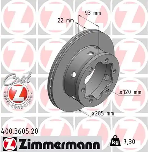 спирачен диск ZIMMERMANN 400.3605.20