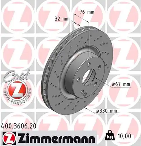 спирачен диск ZIMMERMANN 400.3606.20