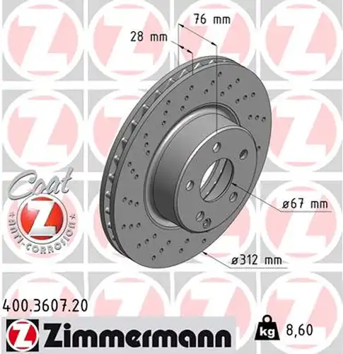 спирачен диск ZIMMERMANN 400.3607.20