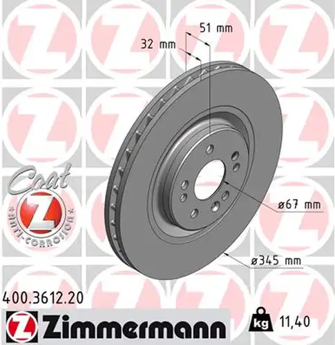 спирачен диск ZIMMERMANN 400.3612.20