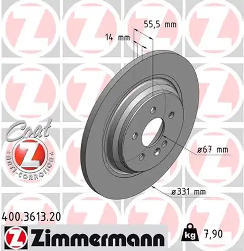 спирачен диск ZIMMERMANN 400.3613.20