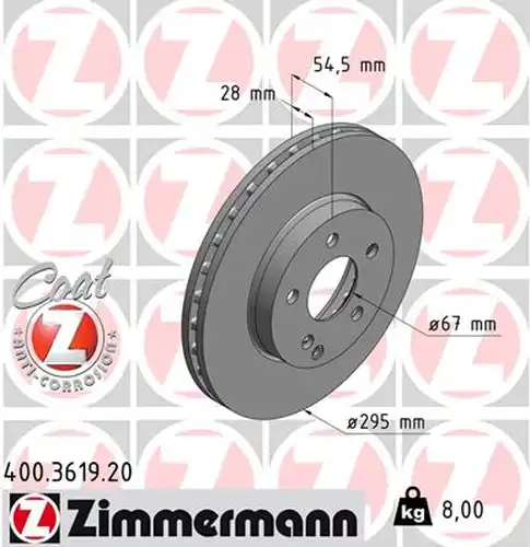 спирачен диск ZIMMERMANN 400.3619.20