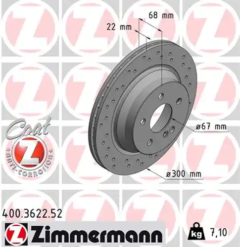 спирачен диск ZIMMERMANN 400.3622.52