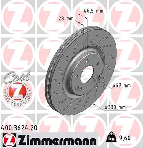 спирачен диск ZIMMERMANN 400.3624.20