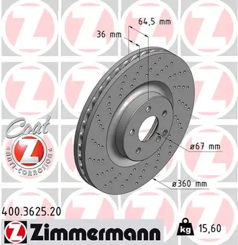 спирачен диск ZIMMERMANN 400.3625.20