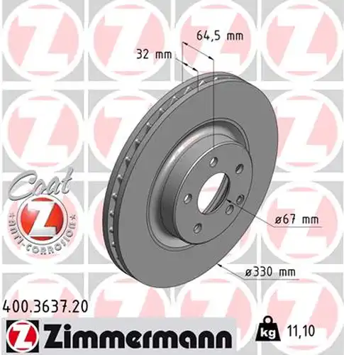 спирачен диск ZIMMERMANN 400.3637.20