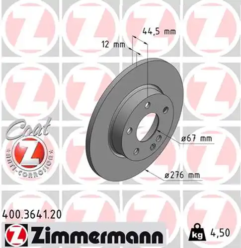 спирачен диск ZIMMERMANN 400.3641.20